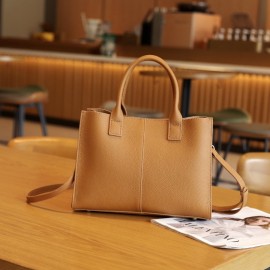 Women's Genuine Leather Handbag - Large Capacity Convertible Crossbody/Handbag with Detachable Strap, Golden-Tone Hardware & Secure Zipper Closure, Multi-Color Options (Black, Yellow, Red, Grey, Beige, Olive Green) - Durable Everyday Work & Travel Bag, Minimalist Design, Lined Interior, Spot Clean Only, Made in Guangzhou