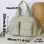 BO Women'S Multi-Pocket Nylon Crossbody Bag - Large Capacity Detachable Shoulder Strap, Multiple Zipper Pockets, Casual Style for Travel & Commuting, Available in Khaki