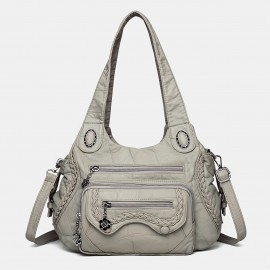 Women'S Retro Y2K Punk Style Tote Handbag with Multiple Pockets - & Vintage 2000s Fashion Crossbody Bag, Golden-Tone Hardware & Detachable Strap, Zipper Closure For Dates, Parties, Casual Outings (, Light Brown, Sky, Solid Color Design