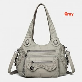 Women'S Retro Y2K Punk Style Tote Handbag with Multiple Pockets - & Vintage 2000s Fashion Crossbody Bag, Golden-Tone Hardware & Detachable Strap, Zipper Closure For Dates, Parties, Casual Outings (, Light Brown, Sky, Solid Color Design