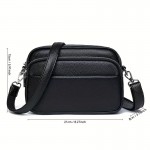 Women'S Genuine Leather Crossbody Bag - Large Capacity Retro Square Handbag with Detachable Strap, Golden-Tone Hardware & Zipper Closure, Elegant White/Black/Coffee/Green/Blue 