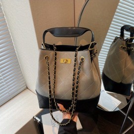 1pc Women's Retro Bucket Bag with Golden-Tone Hardware & Chain Strap - Elegant Golden-Tone Hardware, Buckle Closure, Lining - Coffee Brown/Light Brown/Gray/Black Handbag for Casual & Formal Events