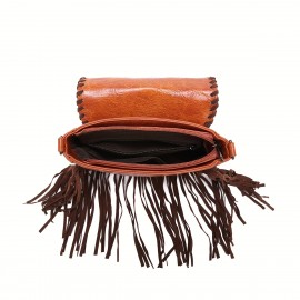 Perfect Casual Vintage Bohemian Style Rivet Crossbody Bag with Tassel Decor, Stitching, Phone Lipstick Coin Compartments for Daily Use, Best Gifts for Carnaval