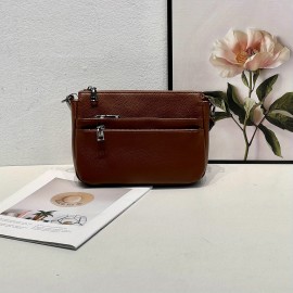 A New Multi-Layer Soft Genuine Leather Women'S Bag with Large Capacity, Featuring a Small Square Design, Suitable for Shoulder And Crossbody Wear, Designed with Multiple Zippers, Perfect for a Luxurious And Versatile Commuting Experience