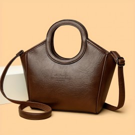 Burgundy/Black/Olive Green/Coffee Brown/Light Brown/Ivory Vintage Women's Shoulder Bag - Stylish Casual Shopping Handbag with Detachable Strap