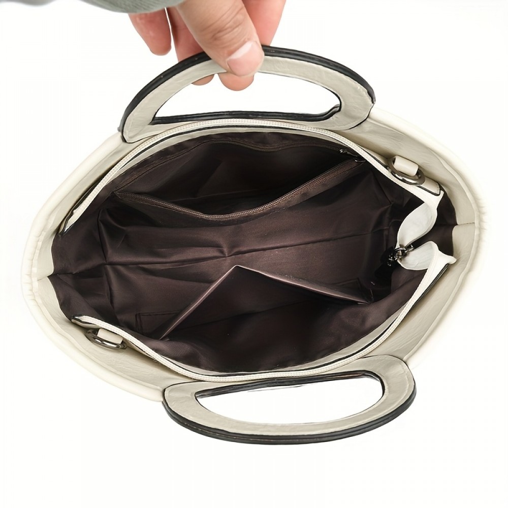 Burgundy/Black/Olive Green/Coffee Brown/Light Brown/Ivory Vintage Women's Shoulder Bag - Stylish Casual Shopping Handbag with Detachable Strap