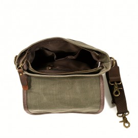 Men's Vintage Olive Green Canvas Crossbody Bag - Large Capacity Adjustable Shoulder Strap, Golden-Tone Hardware & Snap Closure, Casual Outdoor Travel Backpack Purse for,, Everyday Use (Army Green, Durable Canvas)