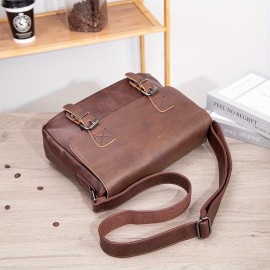 Men'S Genuine Crossbody Bag - Sleek Black Versatile Shoulder & Handbag with Adjustable Strap, Multiple Compartments, and Secure Zipper Closure for Casual or Professional Use, Crossbody Purse, Business Casual Bag, Textured Finish