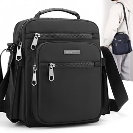 [Casual Crossbody Bag] Large Capacity Men's Casual Oxford Cloth Crossbody Bag | Adjustable Strap, Zippered Pockets, Durable Black Shoulder Bag for Everyday Use