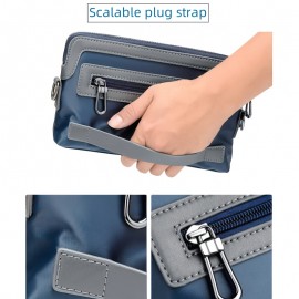 Men'S Premium Oxford Fabric Crossbody Bag with Adjustable Strap - Multi-Compartment Casual Shoulder Bag for Everyday Commute & Outings, Royal Blue with Orange Accents