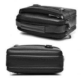 Men'S Minimalist Shoulder Bag, Black Crossbody Messenger Handbag with Adjustable Strap for Daily Commute, No Wash, No Print Design