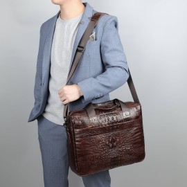 [Cowhide Leather | Briefcase] 14inch Cowhide Leather Men's Briefcase | Business HandBag Laptop Computer Bag Crossbody Bag | Men's Shoulder Bag Husband Gift
