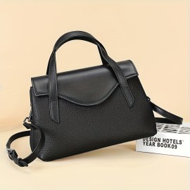 Genuine Leather Handbag, Top-Grain Cowhide Genuine Leather Crossbody Bag with Adjustable Strap, Solid Color Genuine Leather Shoulder Bag for Business, Commute, and Gatherings - A Gift for Loved Ones