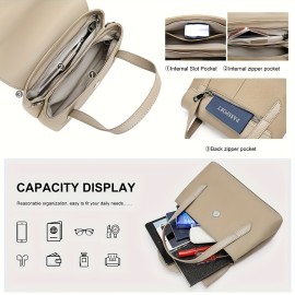 Genuine Leather Handbag, Top-Grain Cowhide Genuine Leather Crossbody Bag with Adjustable Strap, Solid Color Genuine Leather Shoulder Bag for Business, Commute, and Gatherings - A Gift for Loved Ones