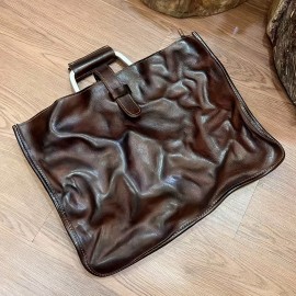 QWQ Men'S Genuine Leather Slim Briefcase Bag - Vintage Handmade Top Grain Shoulder Crossbody Satchel with Double Handles, Deep Brown, Durable & Stylish for Work, Travel, or Everyday Use, Travel Accessory, Classic Design, Sturdy Construction, Briefcase Men, Mens Tote Bag, Tote Bag, Tote Bags, Travel Accessories, Travel Bag, Work Bag