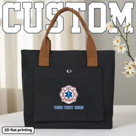 Customizable EMT Firefighter Badge Backpack - Personalized Text/Design, Heavy-Duty Portable Handbag with Top Handle, for First Responders, Medical Professionals