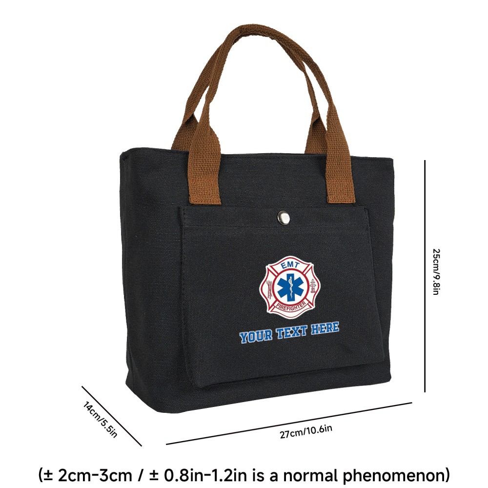 Customizable EMT Firefighter Badge Backpack - Personalized Text/Design, Heavy-Duty Portable Handbag with Top Handle, for First Responders, Medical Professionals