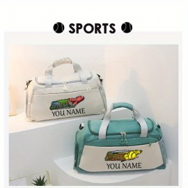 Customizable Soccer-Themed Large Capacity Gym Bag with Shoe Compartment, Adjustable Shoulder Straps & Multi-Functional Storage Pockets - Perfect for Basketball, Travel & Daily Use