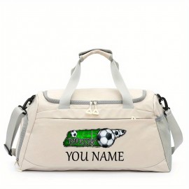 Customizable Soccer-Themed Large Capacity Gym Bag with Shoe Compartment, Adjustable Shoulder Straps & Multi-Functional Storage Pockets - Perfect for Basketball, Travel & Daily Use