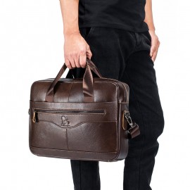 Leather Crossbody Bag, Men's Briefcase, Portable Shoulder Bag, Top Layer Leather File Bag, Large Leather Tote Bag, Leather Computer Bag, Suitable for Valentine's Day, Teacher's Day, Back to School, Graduation and Christmas Gifts