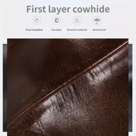 [Leather Briefcase] Genuine Leather Business Briefcase | Large Capacity Cowhide Leather Handbag for Men Commuting