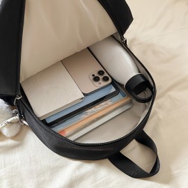 Women's Cute Backpack - Lightweight Mini Daypack with Adjustable Strap & Zipper Closure, Compact Everyday Bag for School, Travel, Work - Durable Nylon Backpack in Black/, Hand Washable, Mini Backpack, Casual Outings, Trendy Accessory, Easy Maintenance, Versatile Carryall, Daily Commute, Minimalist Design, Sturdy Construction, Student Essentials