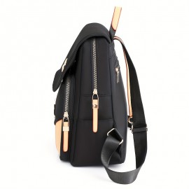 [Cute Cat Backpack] Durable & Soft Black Nylon Minimalist Style Backpack with Cute Cat Design | Multiple Zipper Pockets, Ideal for Daily Commute & School Use, Commuter Backpack | Playful Backpack