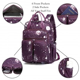 Women's Large Capacity Backpack - Stylish Purple Cosmic galaxy Backpack with Multiple Compartments, Heavy-Duty Nylon School Bag, Laptop Backpack for Women & Teens, Travel, College, Work - Space-Themed Organizer