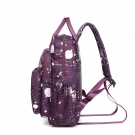 Women's Large Capacity Backpack - Stylish Purple Cosmic galaxy Backpack with Multiple Compartments, Heavy-Duty Nylon School Bag, Laptop Backpack for Women & Teens, Travel, College, Work - Space-Themed Organizer