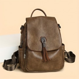 Women's Large Capacity Backpack - Backpack with Adjustable Shoulder Straps & flap closure, Elegant Brown-like, for Travel, Work, School - Everyday Carryall Bag, Versatile Carryall,