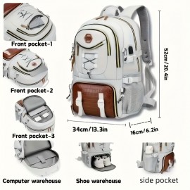 Women'S Large Capacity Backpack - Heavy-Duty Travel Backpack with Adjustable Padded Straps, Golden-Tone Hardware & Zipper Closure