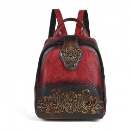 Women's Vintage Western Boho Backpack - Large Capacity Handbag with Floral & Lace-like Paisley Print, Adjustable Shoulder Straps, Golden-Tone Hardware (Coffee/Dark Brown/Tortoiseshell),, Travel