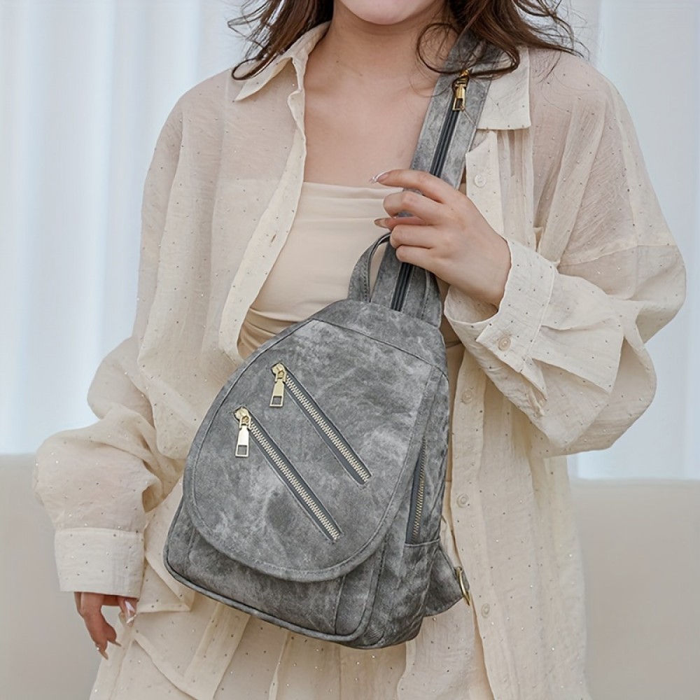 Vintage-Inspired Blue PU Backpack with Adjustable Straps & Multiple Pockets - Durable Everyday Use, Hand Washable Lining, Zipper Closure, Everyday Backpack|Vintageinspired Backpack|Durable Backpack