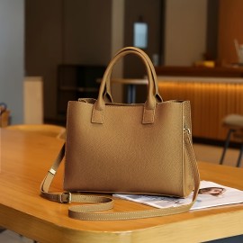 Women's Genuine Leather Handbag - Large Capacity Convertible Crossbody/Handbag with Detachable Strap, Golden-Tone Hardware & Secure Zipper Closure, Multi-Color Options (Black, Yellow, Red, Grey, Beige, Olive Green) - Durable Everyday Work & Travel Bag, Minimalist Design, Lined Interior, Spot Clean Only, Made in Guangzhou