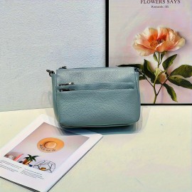 A New Multi-Layer Soft Genuine Leather Women'S Bag with Large Capacity, Featuring a Small Square Design, Suitable for Shoulder And Crossbody Wear, Designed with Multiple Zippers, Perfect for a Luxurious And Versatile Commuting Experience