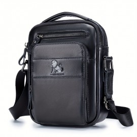 [Leather Crossbody Bag] Deep Brown Leather Crossbody Bag | Men's Genuine Top-Grain Cowhide Messenger Bag with Adjustable Strap, Multi-Compartment Phone Holder, Card Slots & Cash Pocket for Everyday Use, Work, Travel