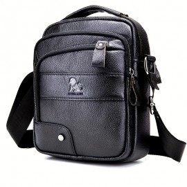 Genuine Leather Crossbody Bag with Adjustable Strap & Multiple Pockets - Deep Brown Vertical Unisex Shoulder Bag for Men & Women, Durable Everyday Commute & Holiday Gifts (Valentine's Day, Father's Day, Christmas)