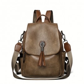 Women's Large Capacity Backpack - Backpack with Adjustable Shoulder Straps & flap closure, Elegant Brown-like, for Travel, Work, School - Everyday Carryall Bag, Versatile Carryall,